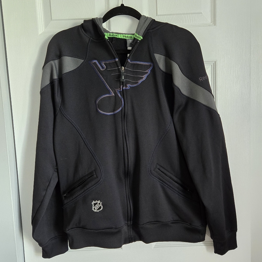 Reebok St. Louis Blues Black and Gray Varsity Jacket